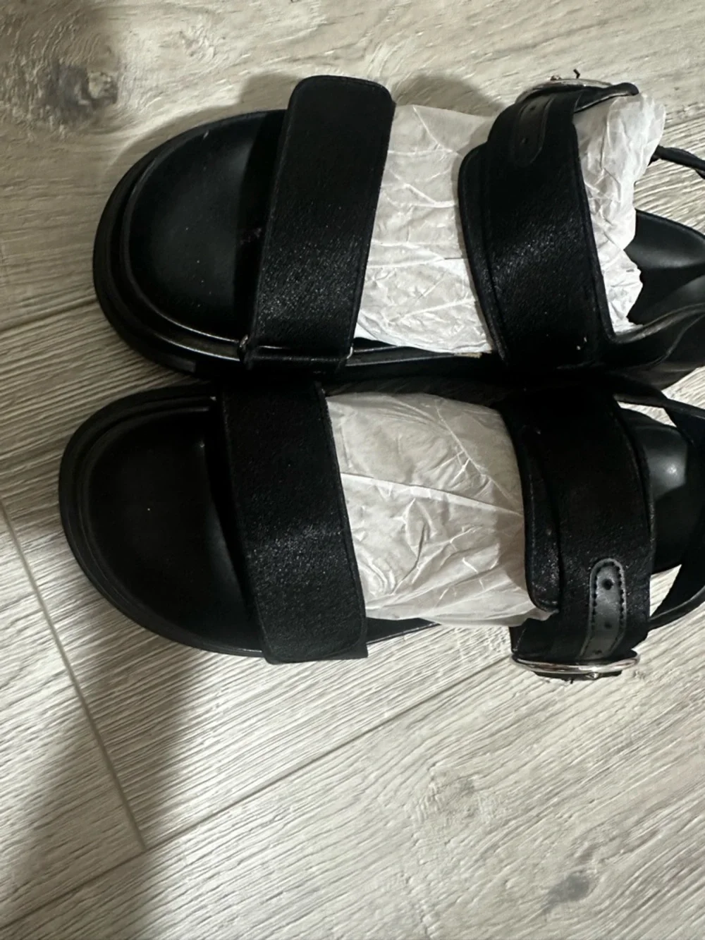 Zara Black Velvet Platform Strap Sandals - Picture 3 of 5